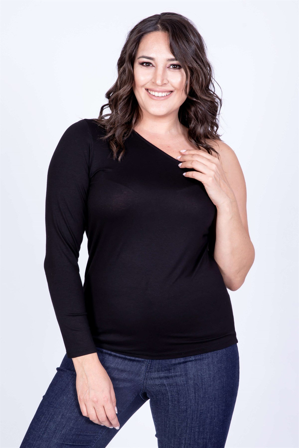 Myline-Tek Kol Bluz-Büyük Beden Bluz-35141