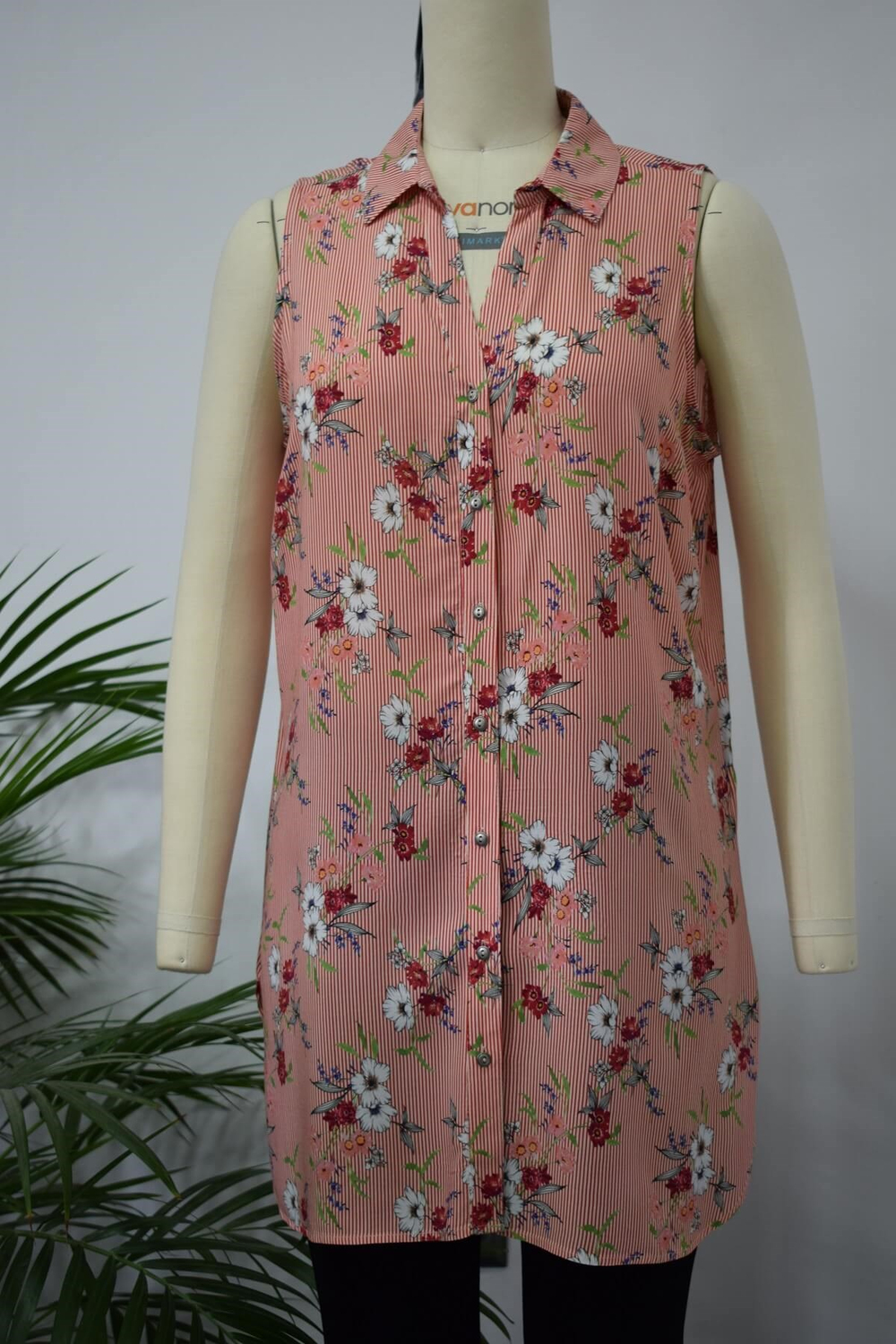 Myline-V Yaka Kolsuz Gömlek -Büyük Beden Outlet-56208