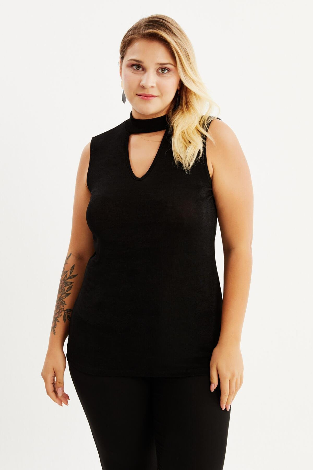 Myline-Yaka Detay Buzzy Bluz-Büyük Beden Bluz-88008