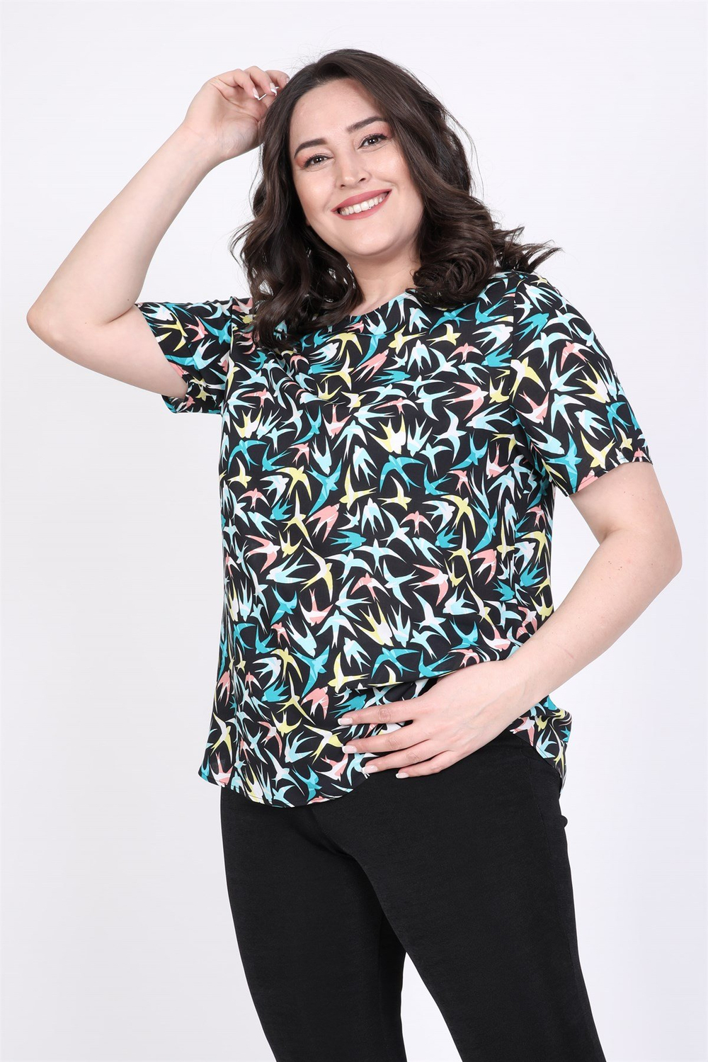 Myline-Yuvarlak Yakalı Bluz-Büyük Beden Bluz-45512