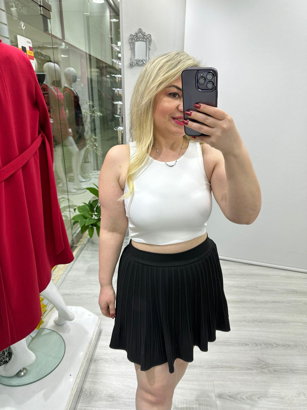 Beyaz Çift Katlı Halter Yaka Crop 0017
