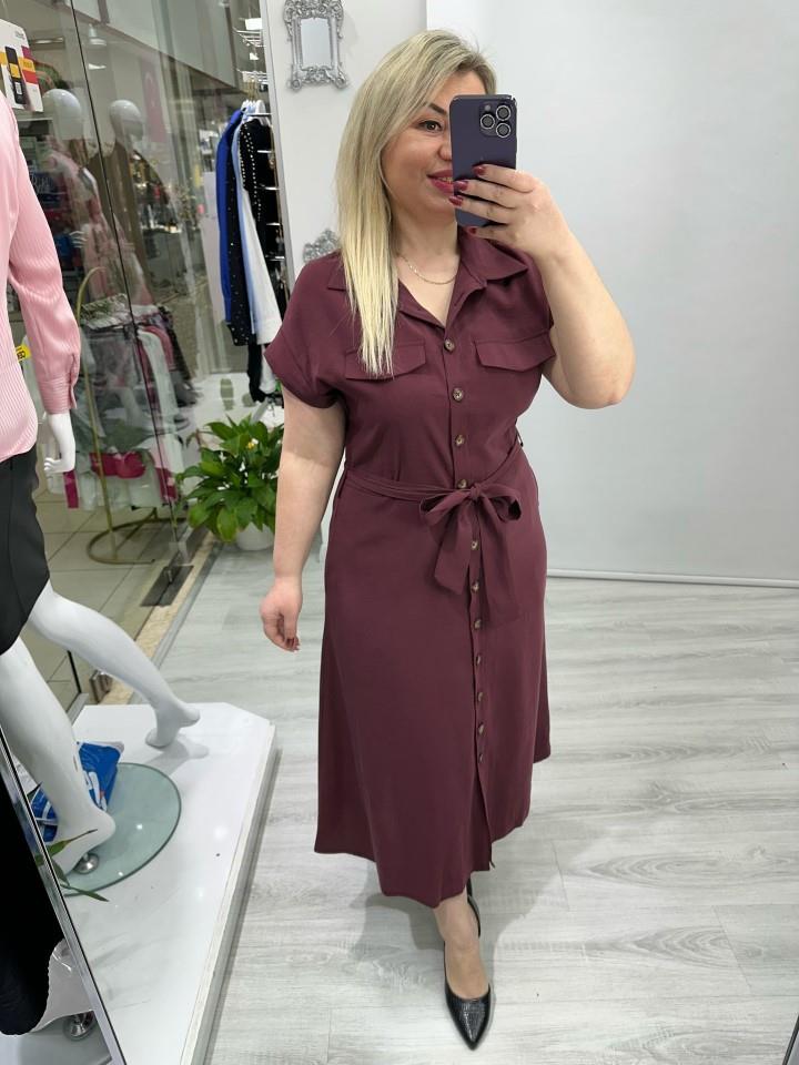 Bordo Cep Detaylı Önden Düğmeli  stp 25y2451