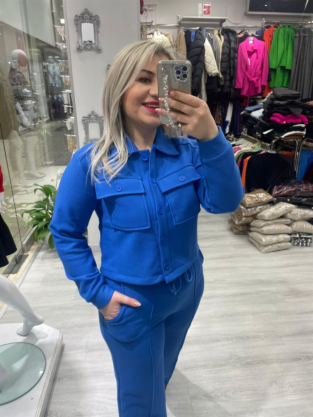 Mavi Wafle Kumaş Ceket Sweat