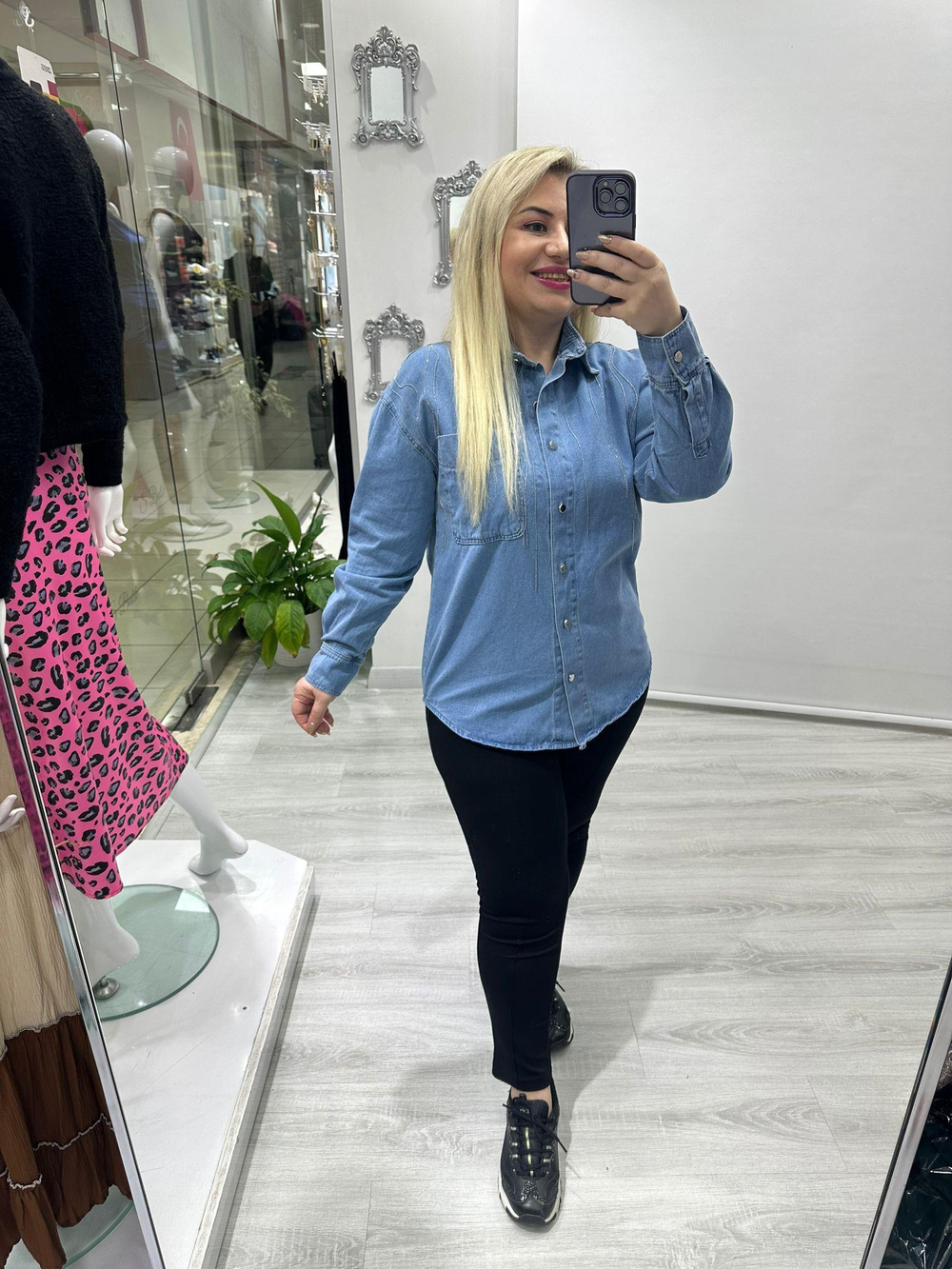 Mavi Zincir Detaylı Lüx Kalite Tasarım Gömlek 