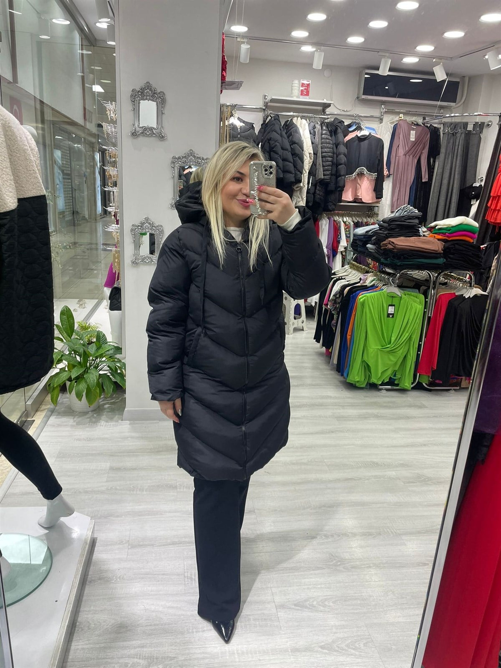 Maxi Yanları Fermuarlı Uzun Şişme Mont (2172)