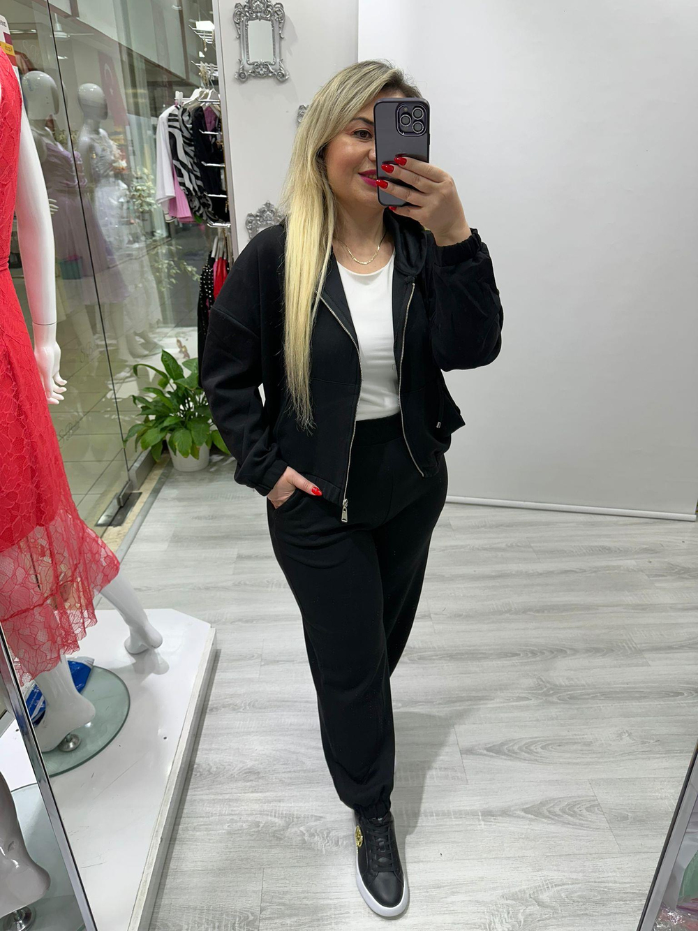 Siyah Fermuarlı Sweat Pantolon Takım fstprry 50918