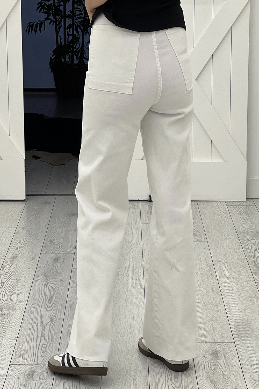 Beyaz Cep Detay Jean Pantolon 2778