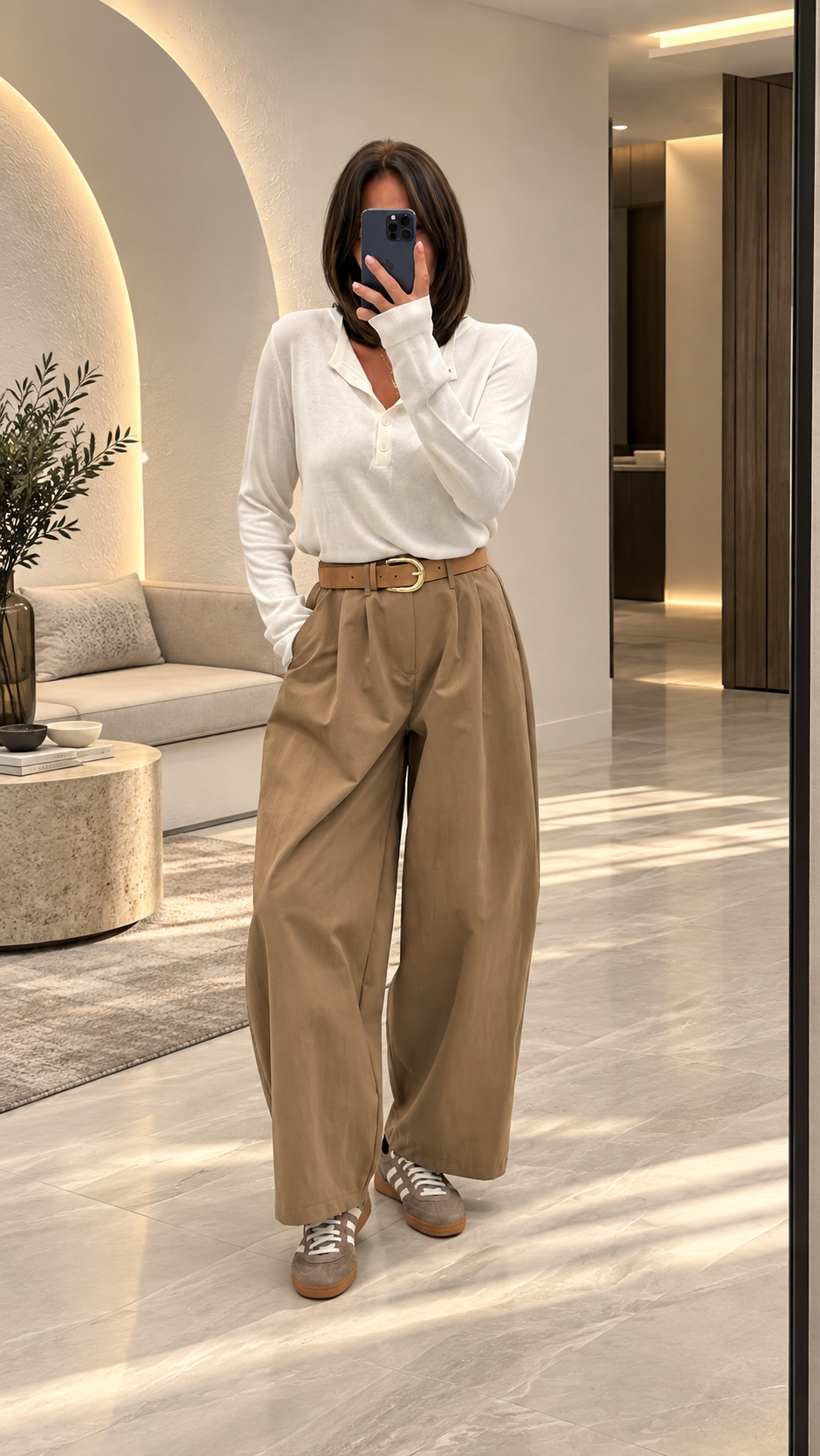 Camel Pileli Baggy Pantolon 51497