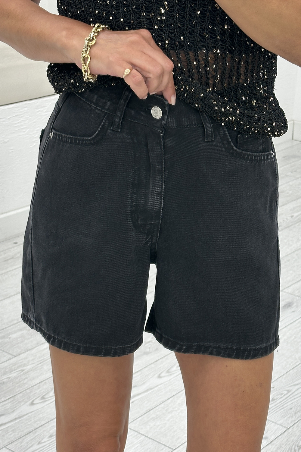Füme Tensel Denim Şort 01087