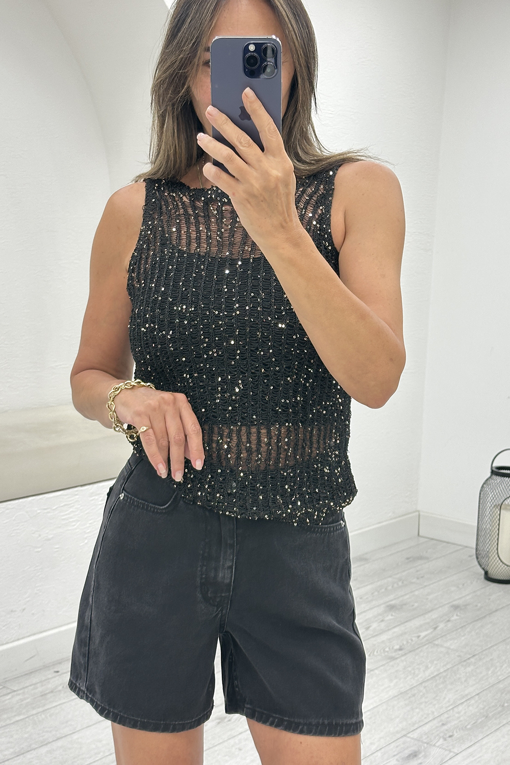 Füme Tensel Denim Şort 01087