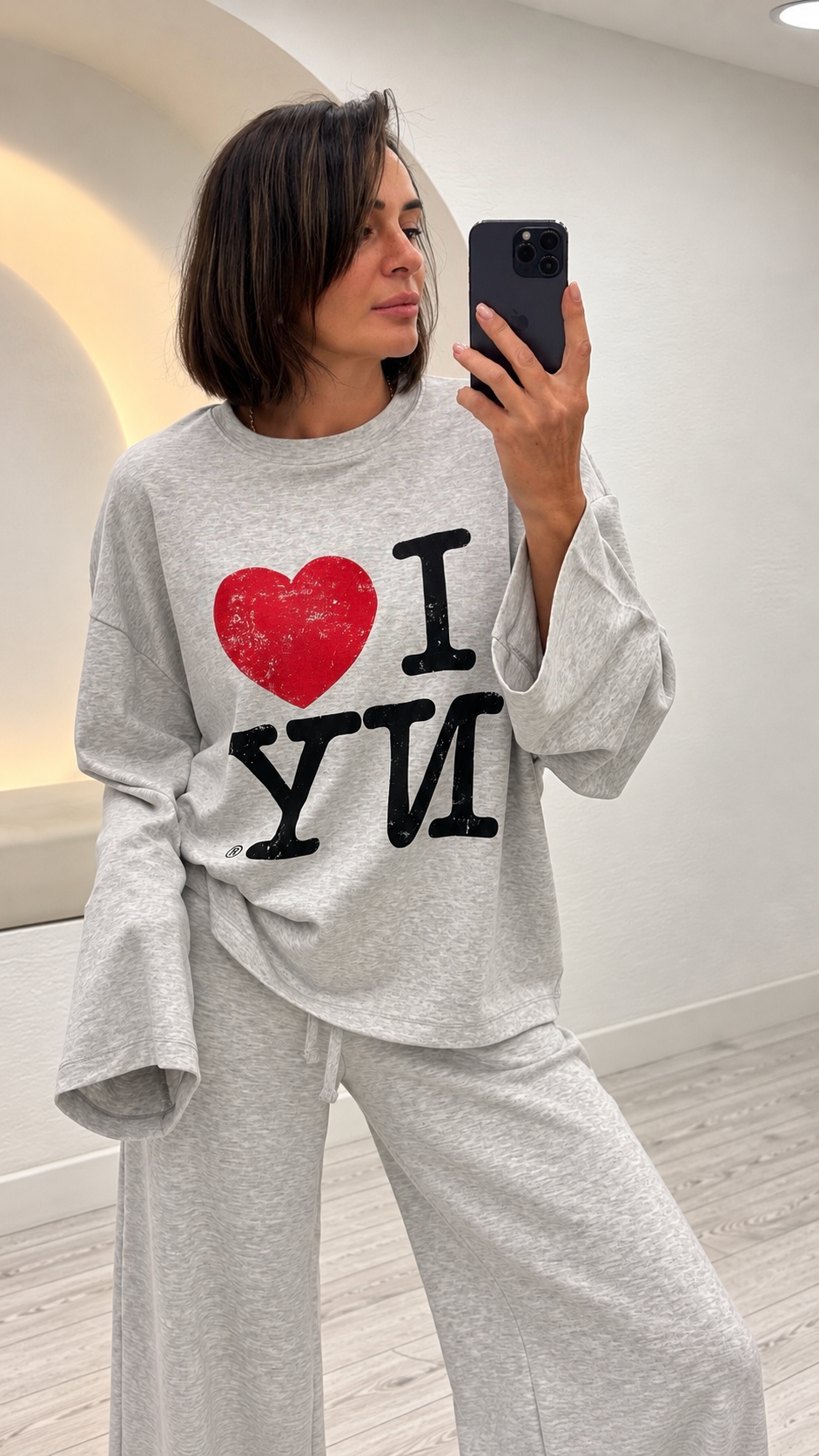 Gri Baskılı Basic Tshirt 0218
