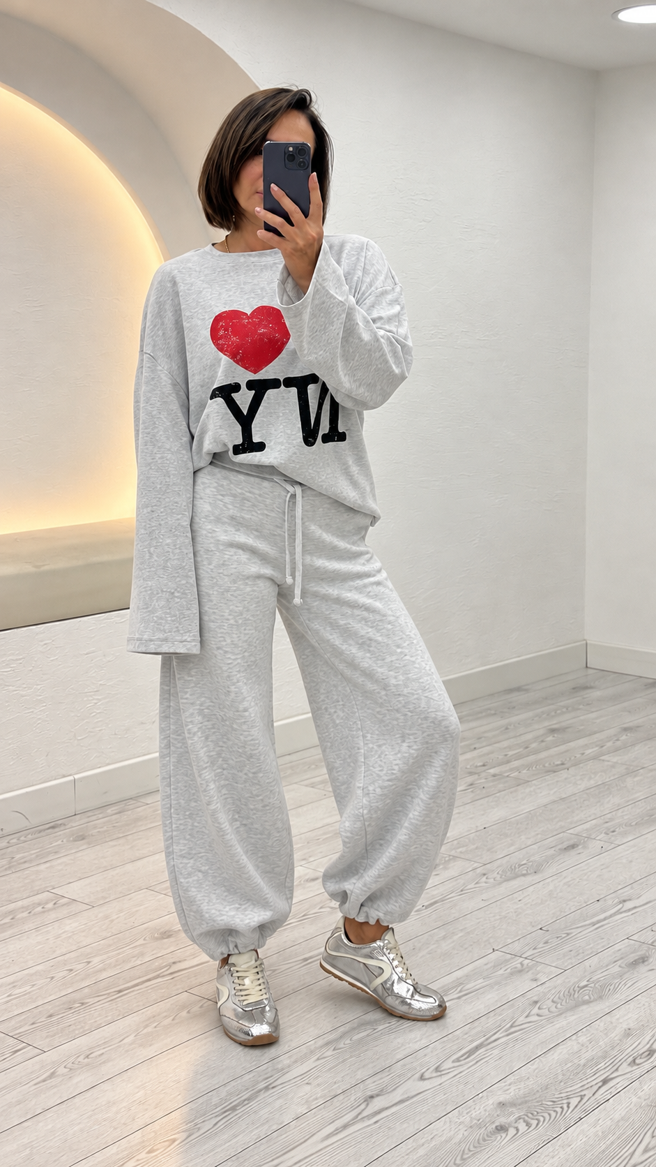 Gri Baskılı Basic Tshirt 0218