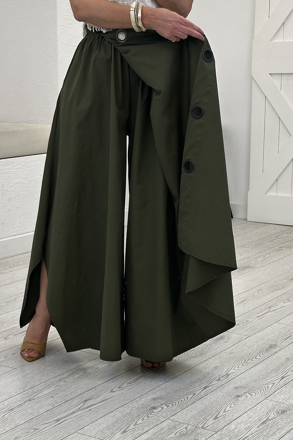 Haki Halka Detaylı Pantolon Etek 39572