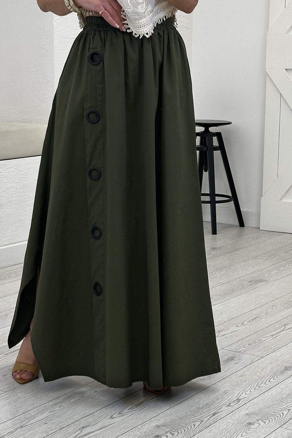 Haki Halka Detaylı Pantolon Etek 39572