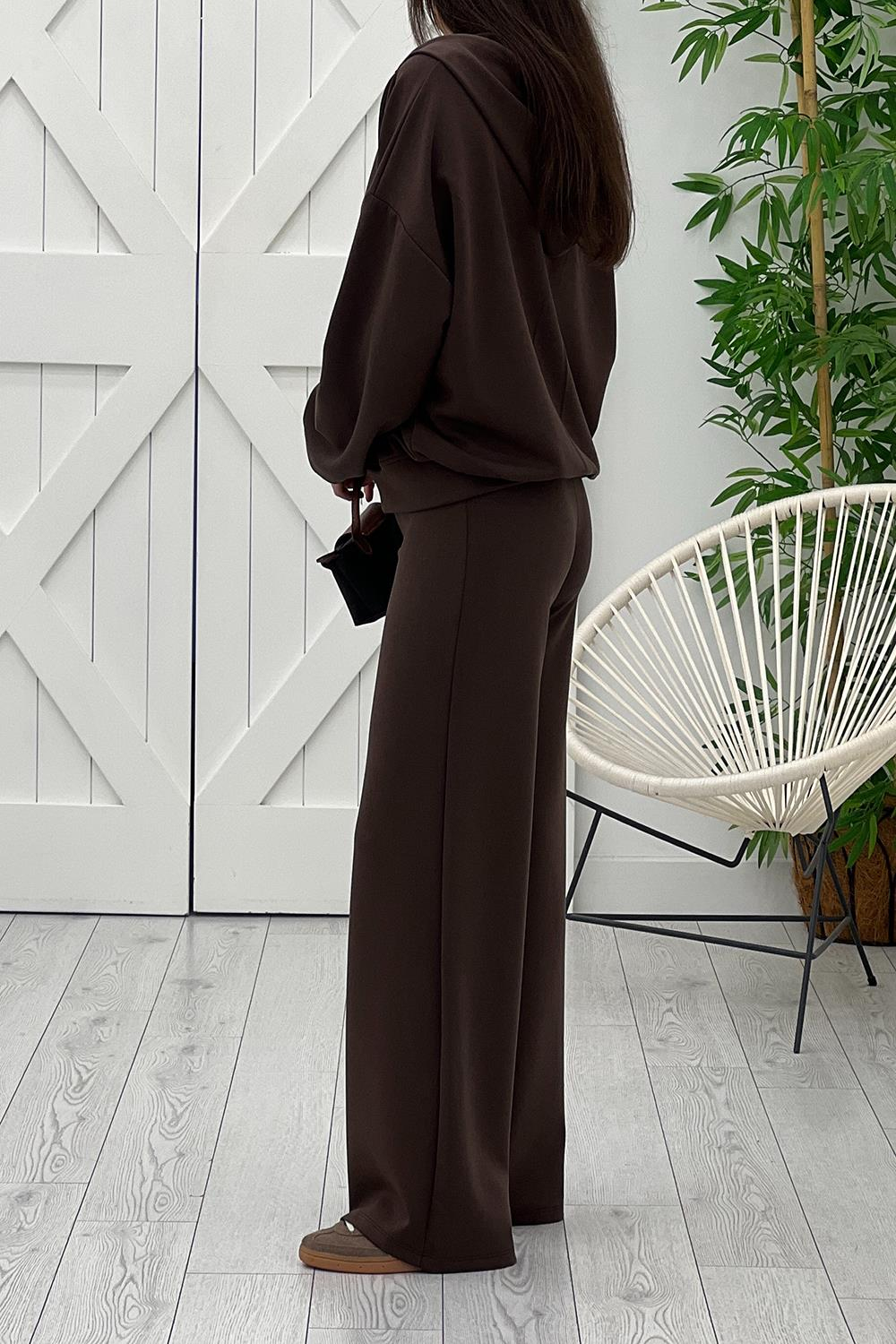 Kahverengi Hırka Pantolon Modal Takım 2334