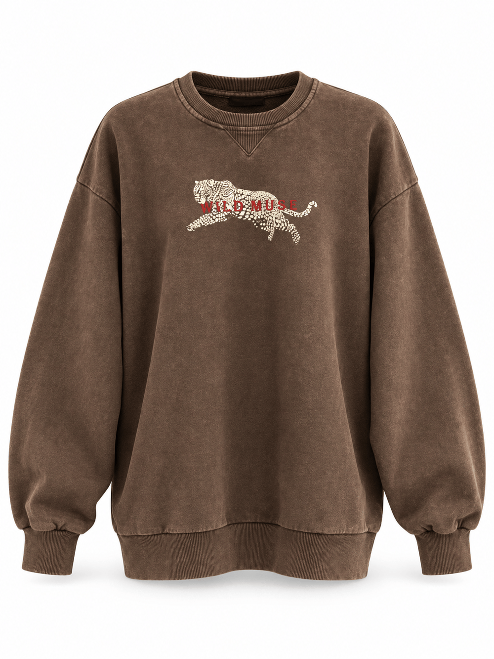 Kahverengi Nakışlı Sweatshirt 9109