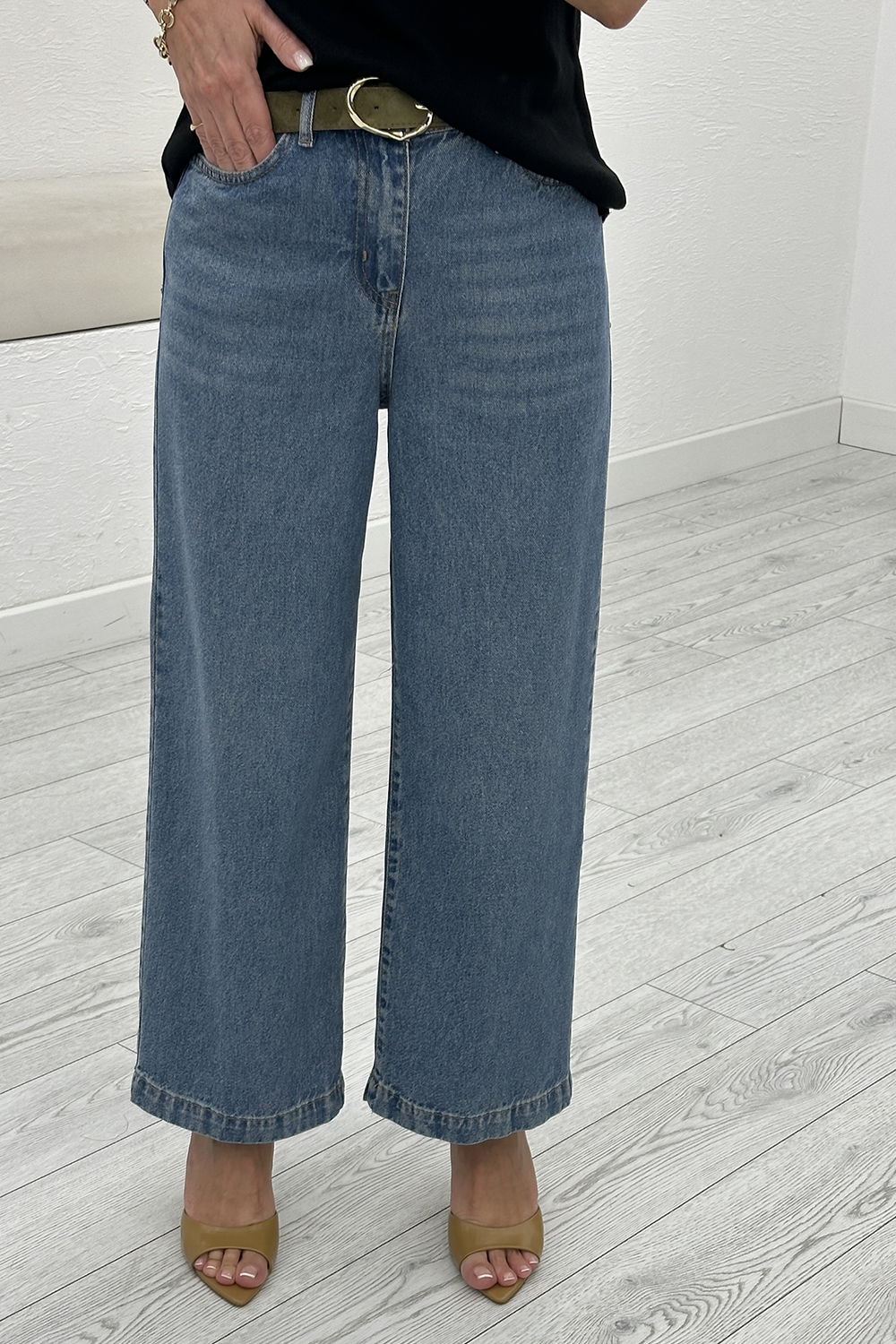 Koyu Mavi Kemerli Culotte Jean 01026
