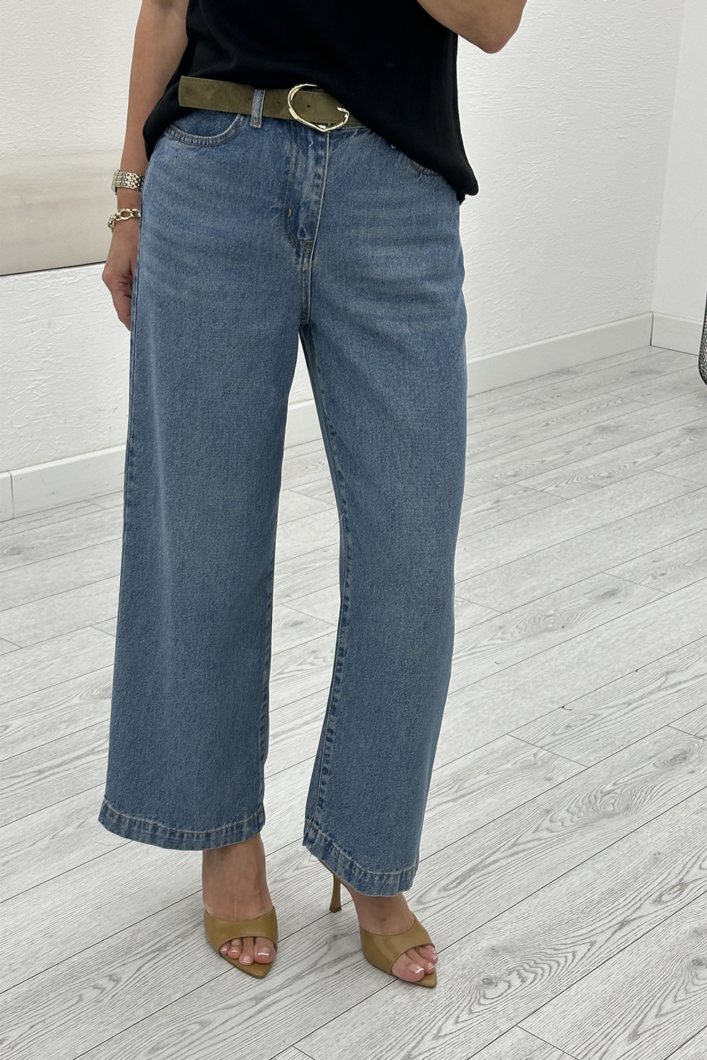 Koyu Mavi Kemerli Culotte Jean 01026