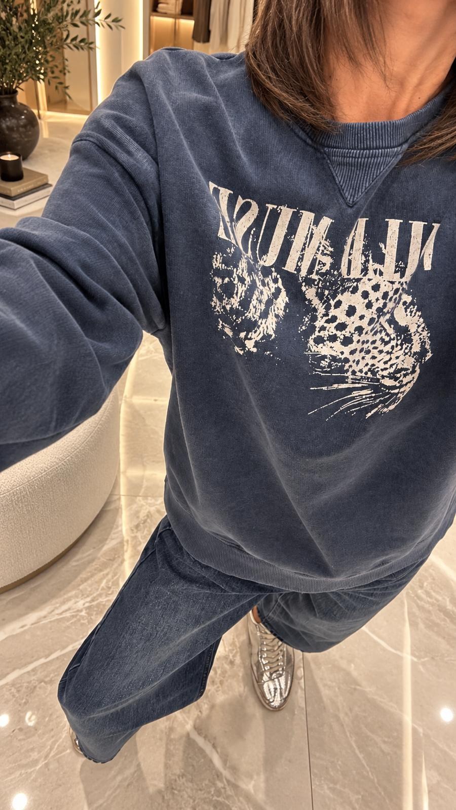 Lacivert Baskılı Sweatshirt 4248