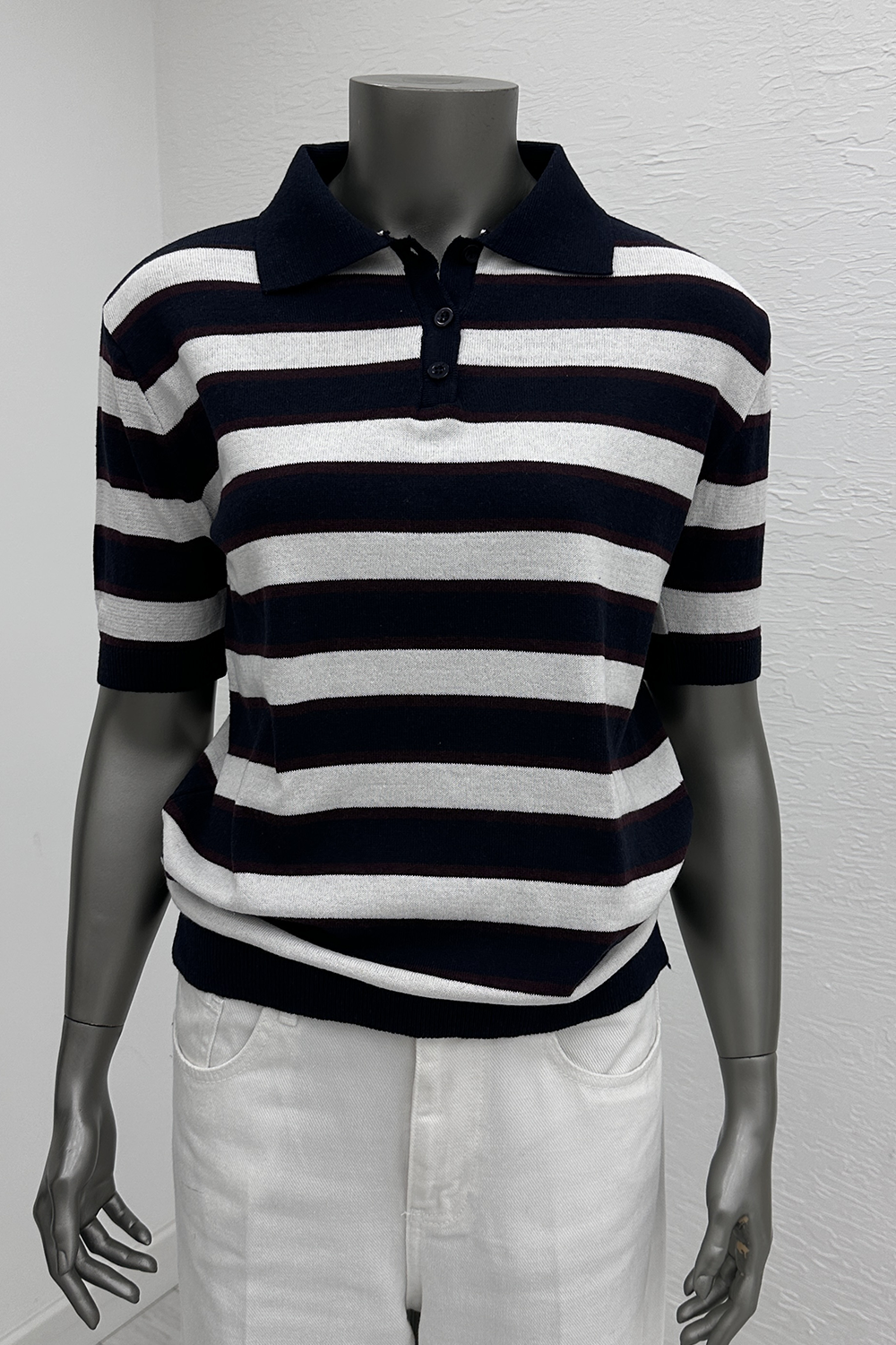 Lacivert Çizgili Polo Yaka Triko 3583