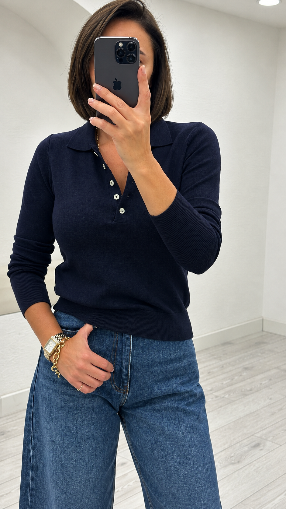 Lacivert Polo Yaka Hırka 4313