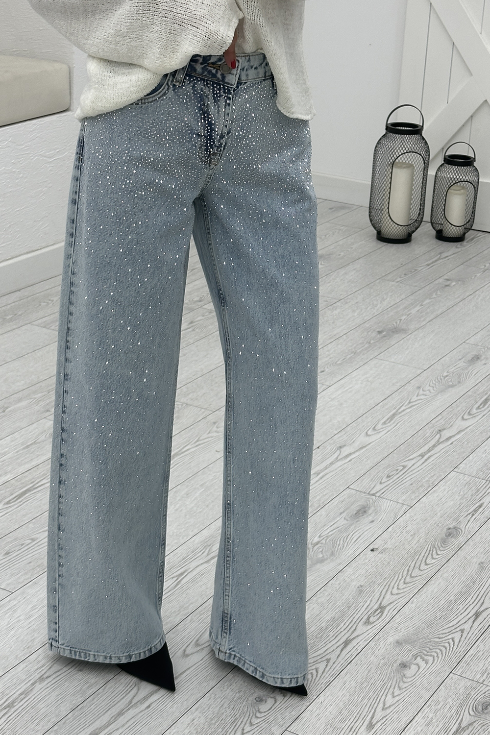 Mavi Taşlı Wide Leg Jean 26842