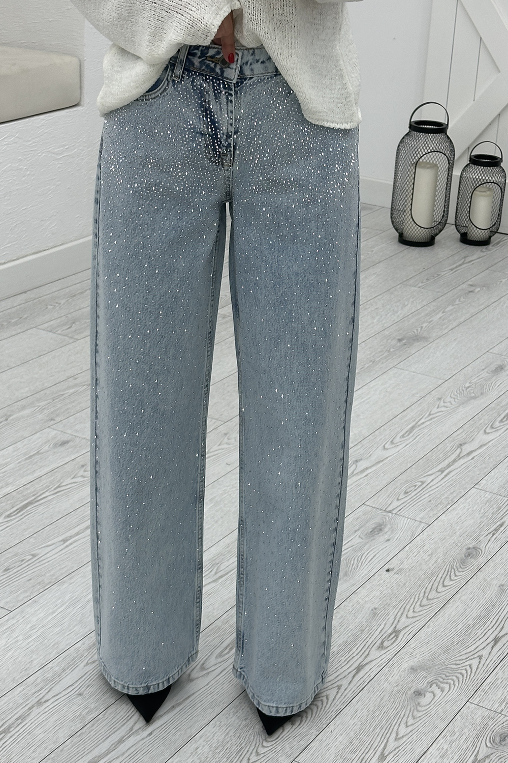 Mavi Taşlı Wide Leg Jean 26842