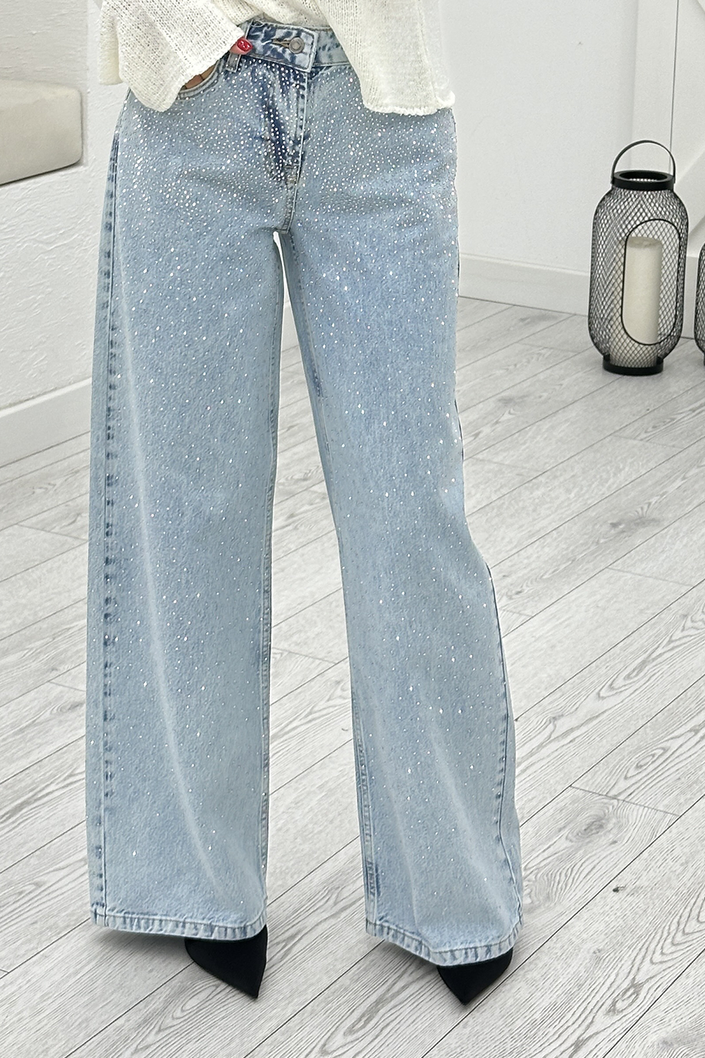 Mavi Taşlı Wide Leg Jean 26842