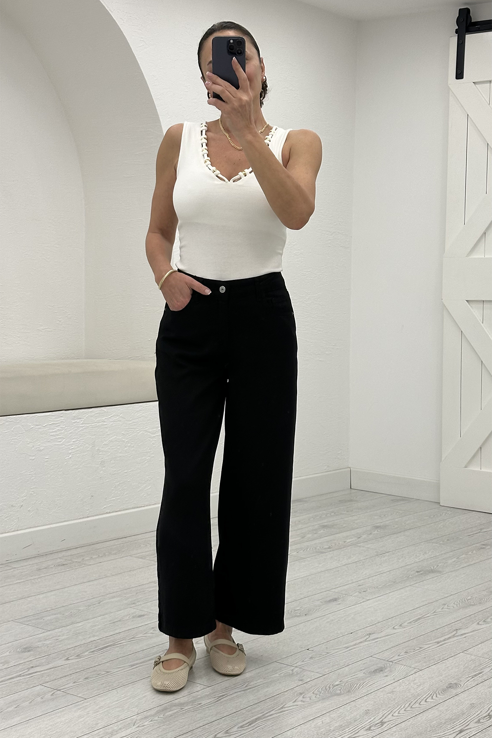 Siyah Tensel Culotte Jean 01026