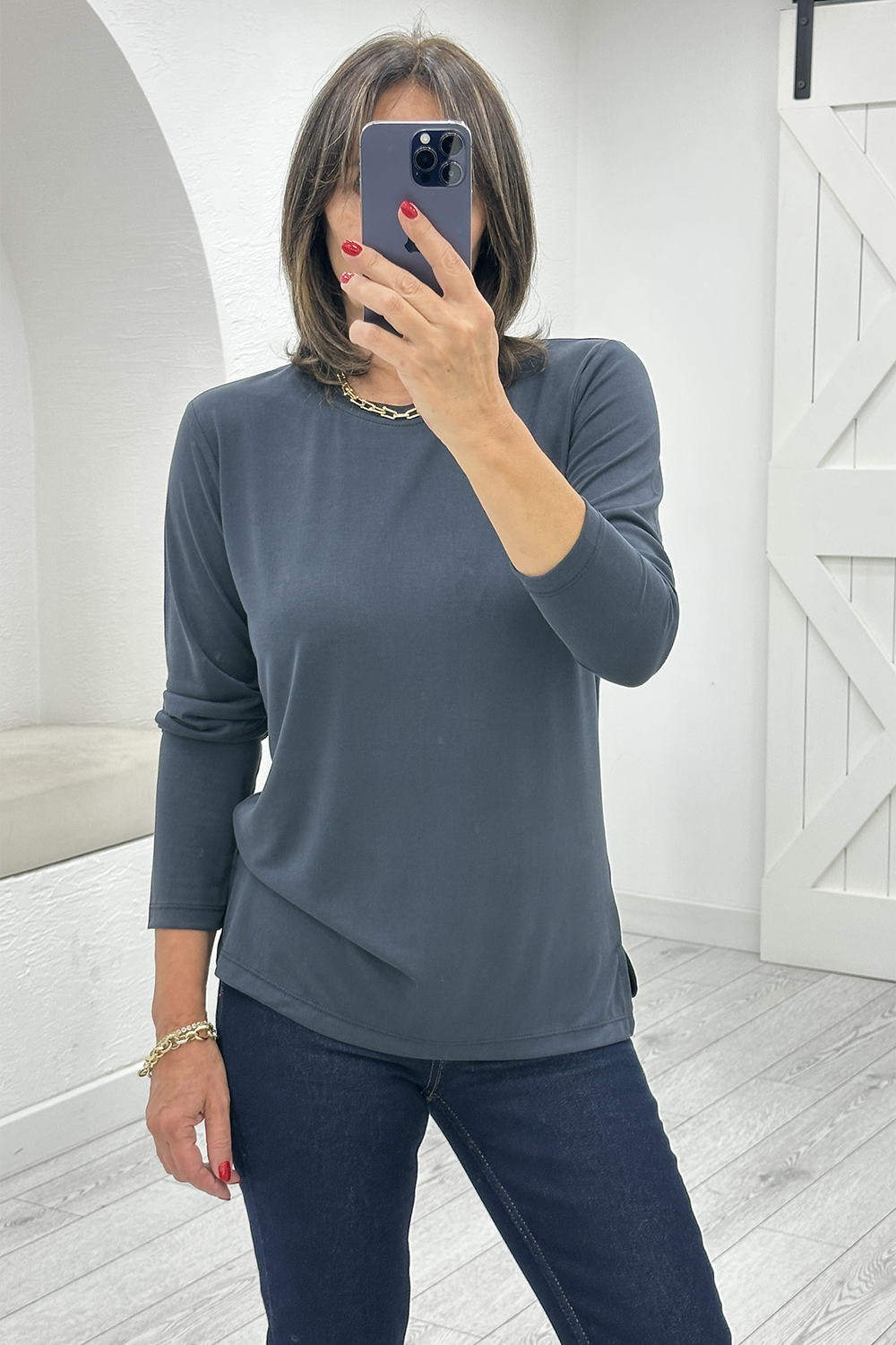 Siyah Uzun Kol Modal Tshirt 4148