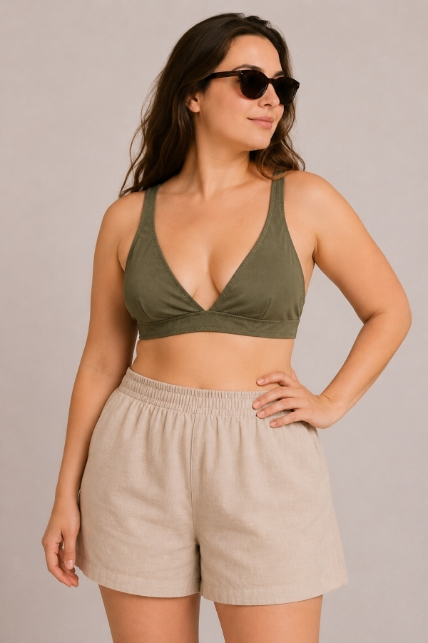 Starinci MayoAçık Haki Bralet Bikini Üstü Ayarlanabilir Askılı