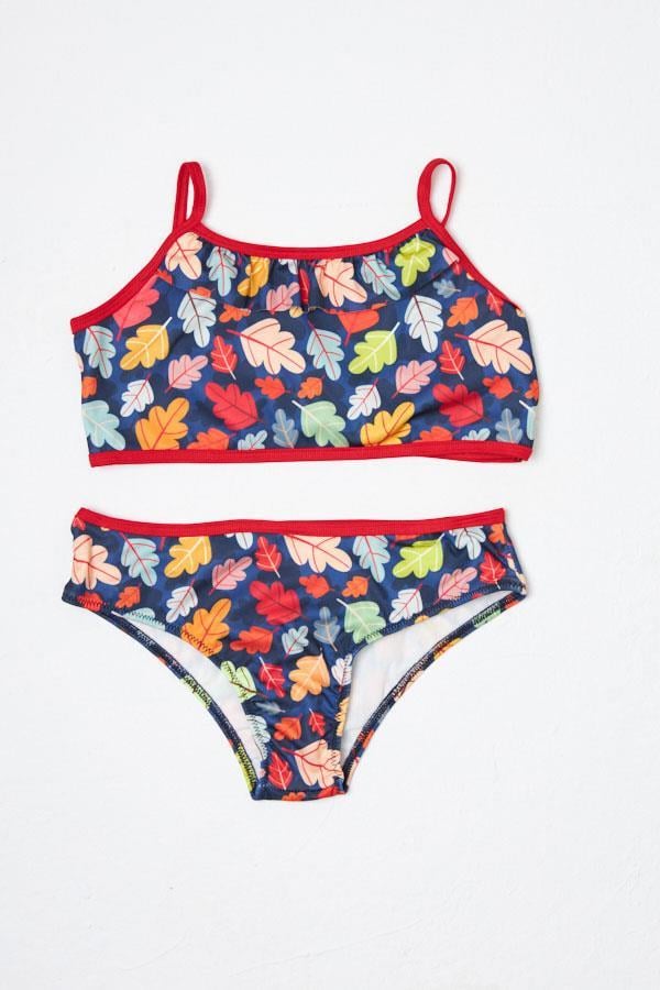 HMMKız Çocuk Bikini Takımı İnce Askılı Meşe Yaprağı