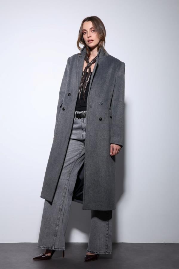 StarinciKadın Kaban Klasik Model Cepli Gri