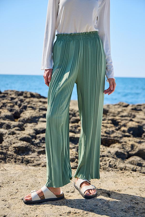 KatreKadın Ayrobin Pantolon Piliseli Su Yeşili