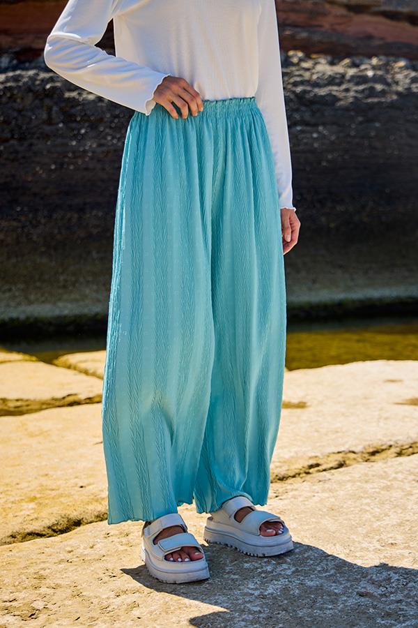 KatreKadın Pantolon Ayrobin Kumaş Mavi Puantiyeli