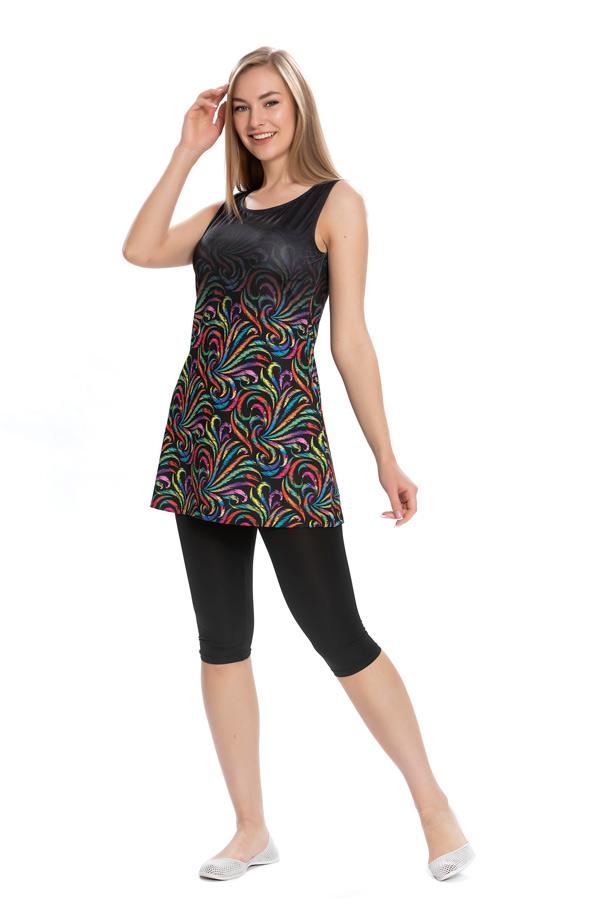 Starinci MayoStarinci Kolsuz Tesettür Mayo Siyah Alt Detay Renk Bloklu