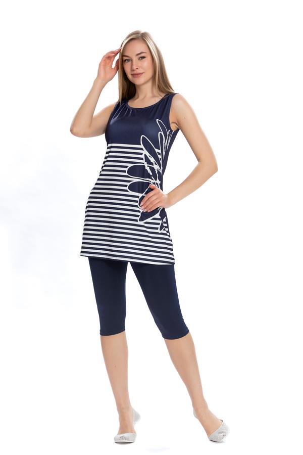 Starinci MayoStarinci Lacivert Kolsuz Tesettür Mayo Yan Detayli Dev Çiçek