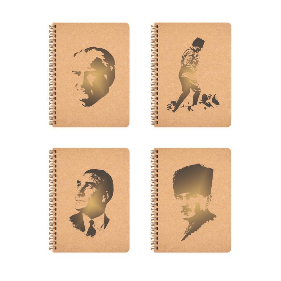  Atatürk 4'lü Defter Seti ( 2 Çizgili + 2 Kareli)