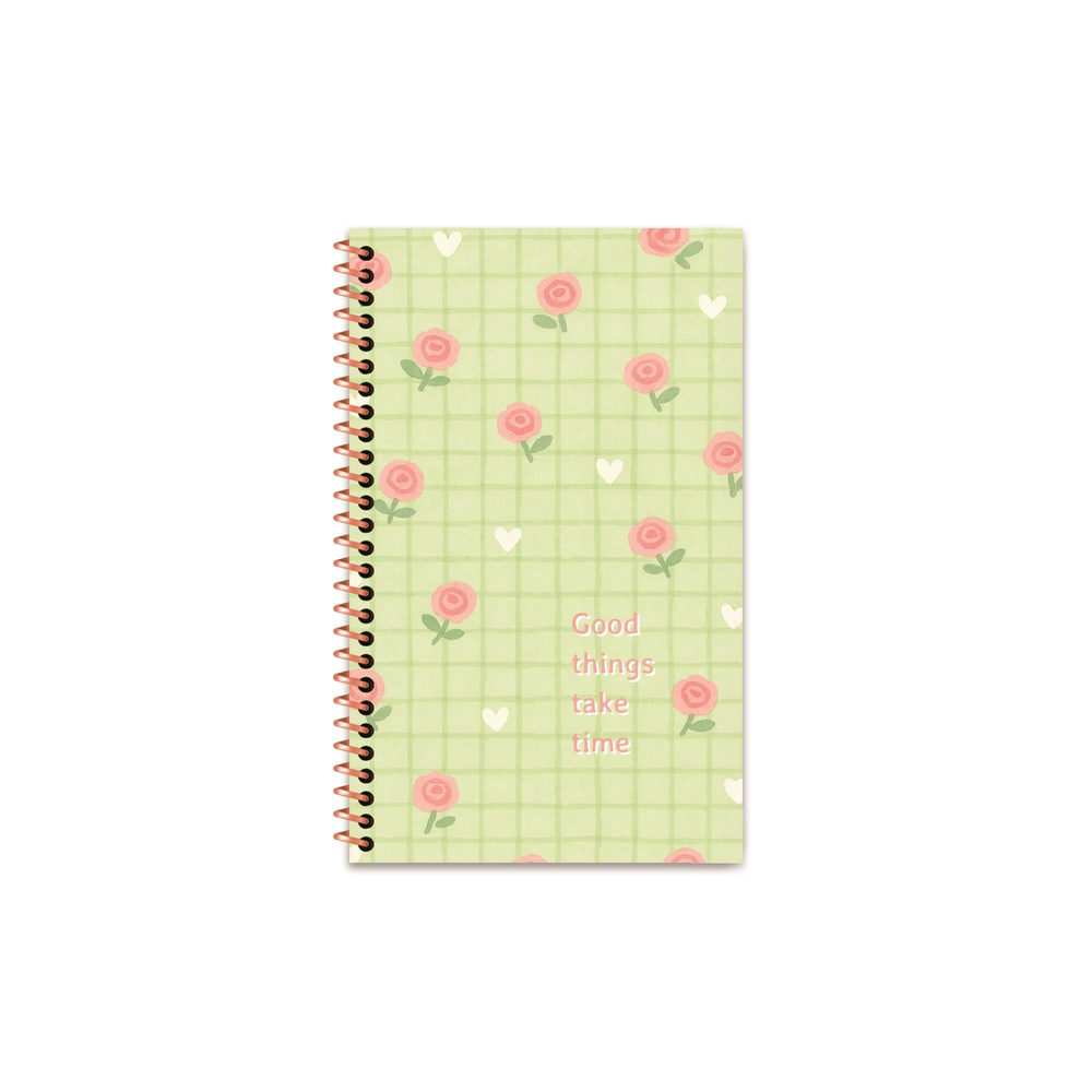 13x21 Spiralli Sert Kapak Çizgili Pastel Motto Defter - Flower