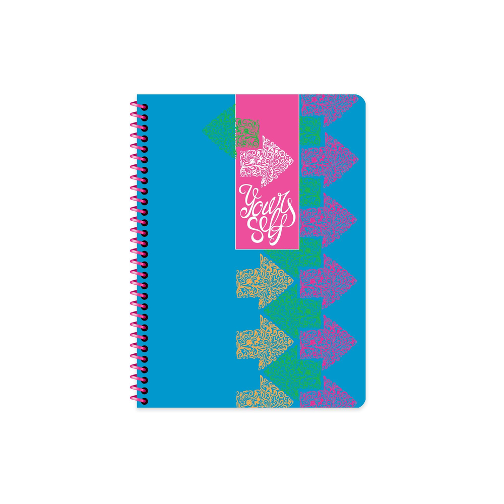 16,5x22,5 Spiralli Karton Kapak Çizgili Neon Defter - Mavi
