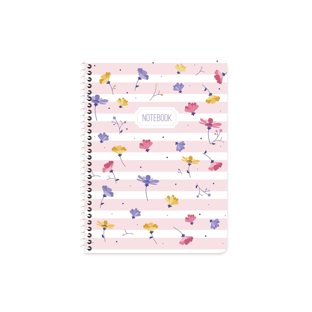 16,5x22,5 Spiralli Karton Kapak Çizgili Blume Defter - Pembe