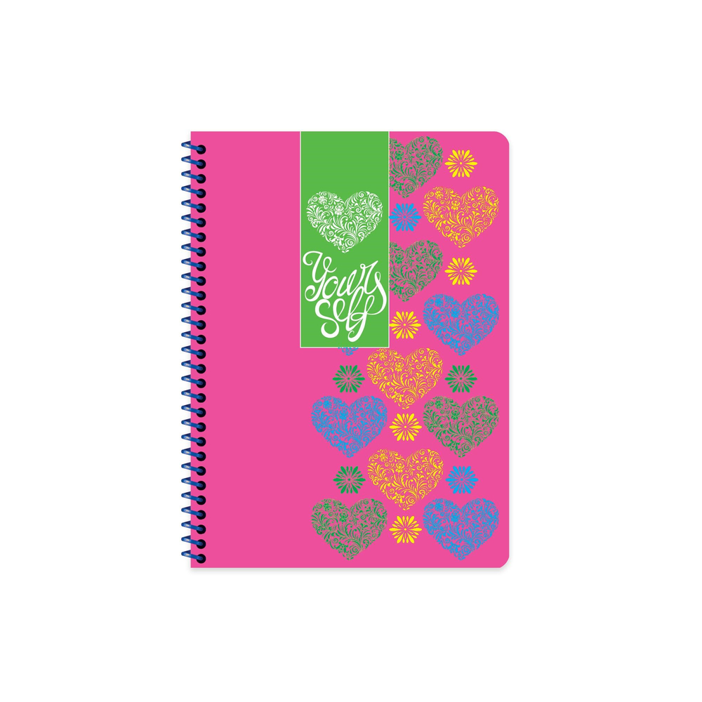 16,5x22,5 Spiralli Karton Kapak Çizgili Neon Defter - Pembe