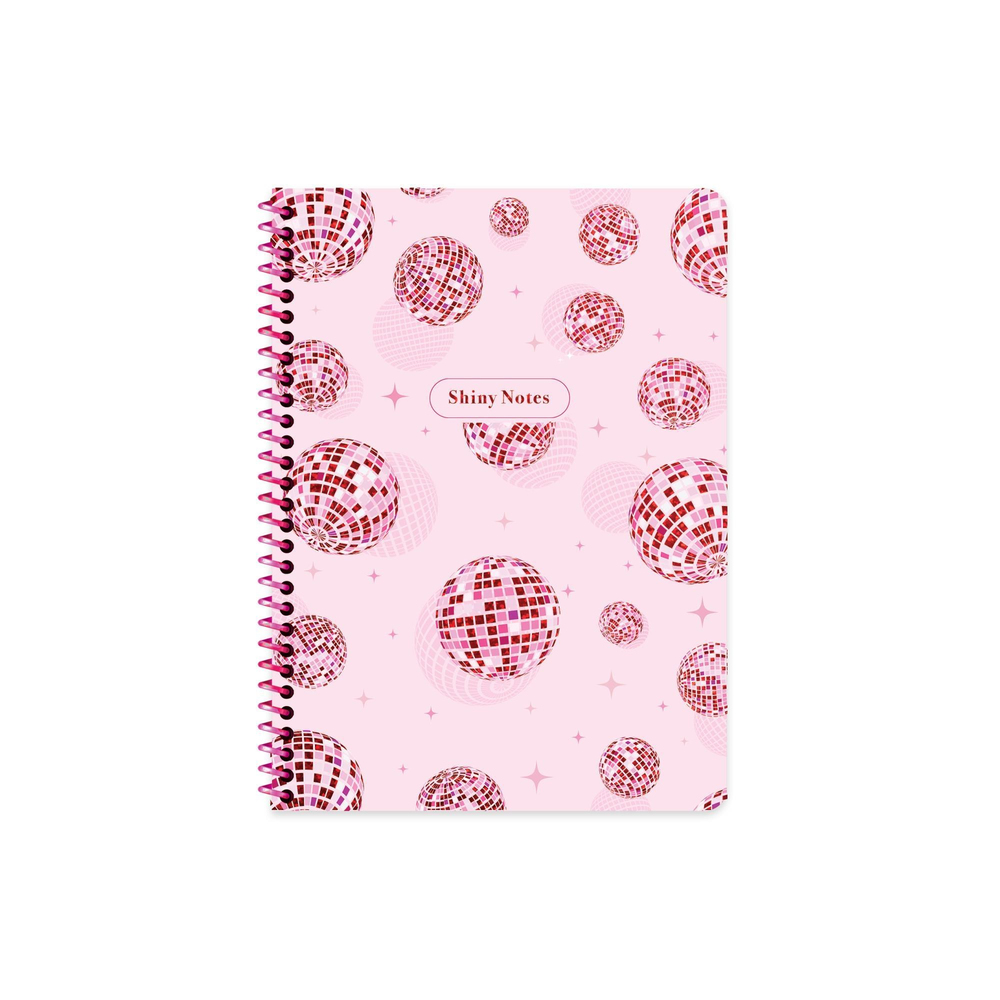 16,5x22,5 Spiralli Karton Kapak Kareli Işıltı Defter - Pembe