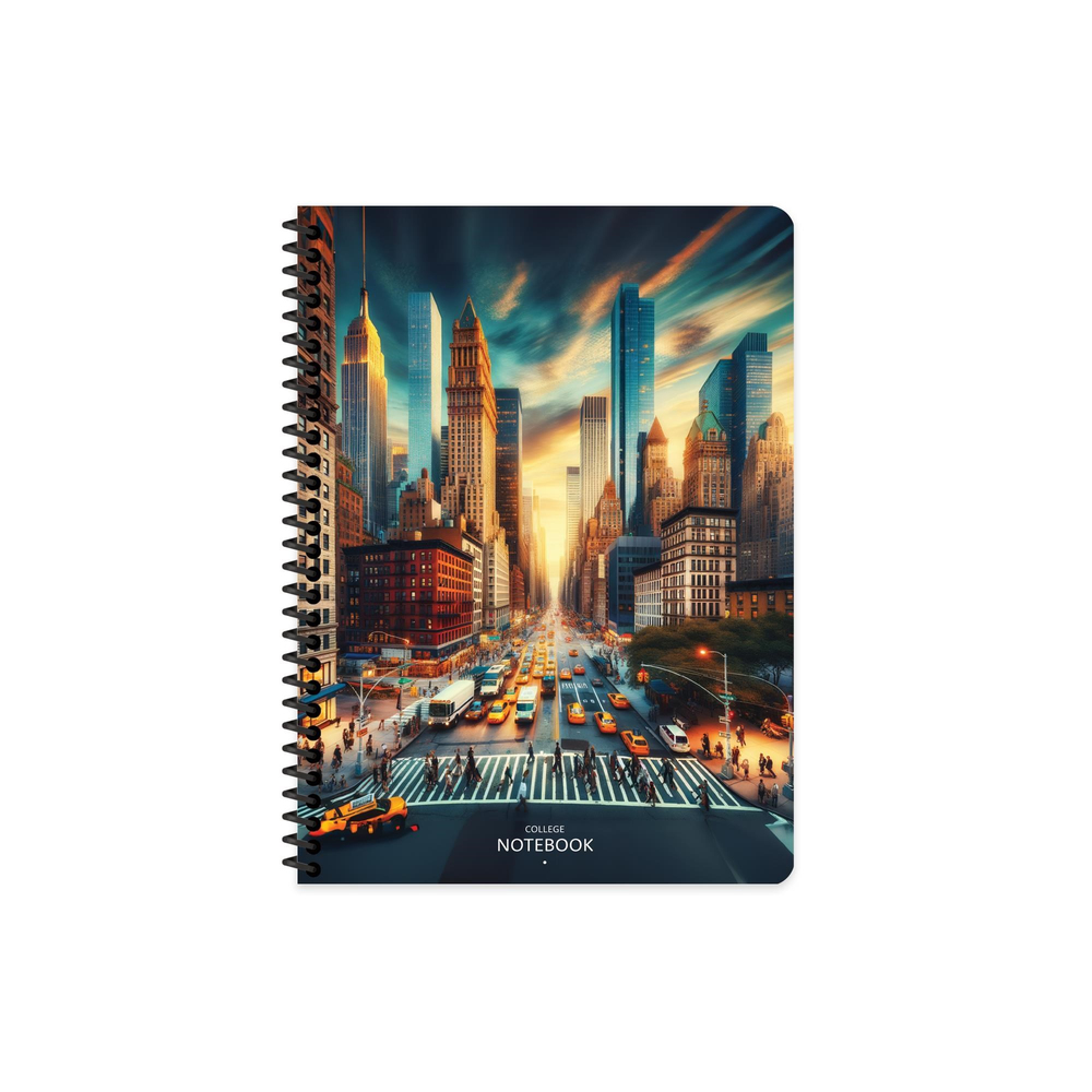 16,5x22,5 Spiralli PP Kapak Çizgili City Defter - New York