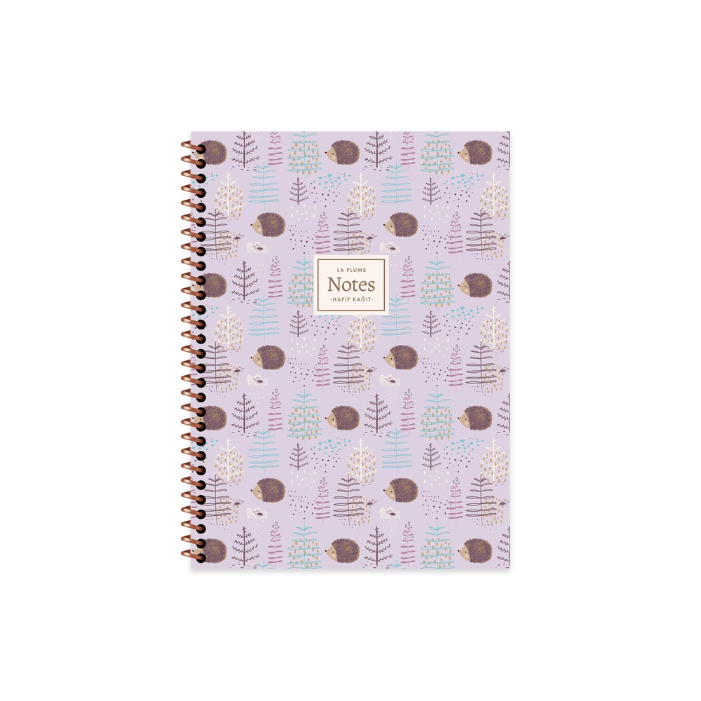 16,5x22,5 Spiralli PP Kapak Çizgili La Plume Forest Defter - Kirpi
