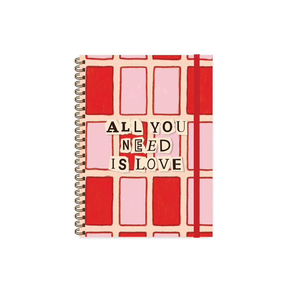 16,5x22,5 Spiralli Sert Kapak Çizgili Vibes Defter - Love