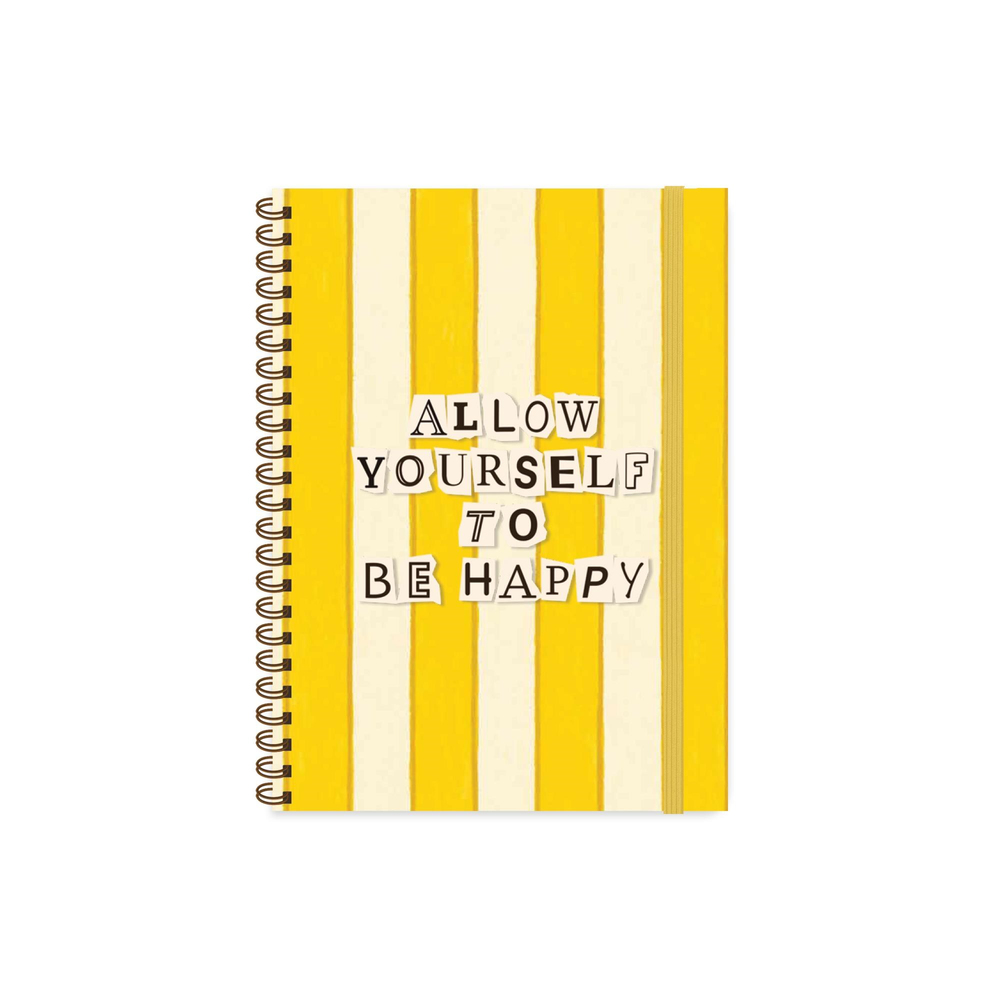 16,5x22,5 Spiralli Sert Kapak Kareli Vibes Defter - Be Happy