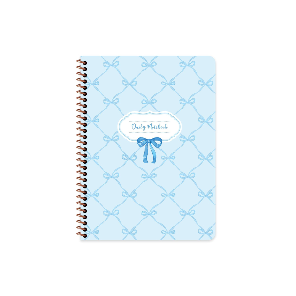 16,5x22,5 Spiralli Sert Kapak Kurdele Çizgisiz Defter - Mavi Kurdele