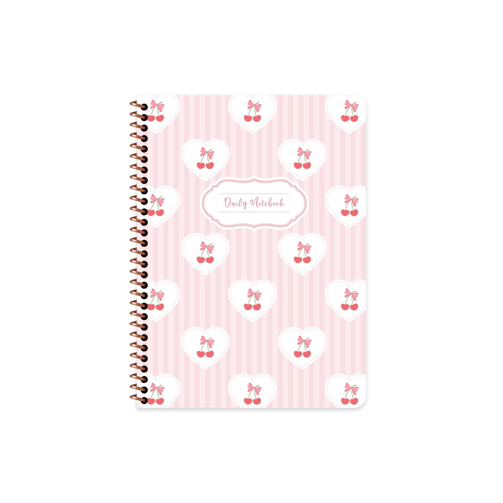 16,5x22,5 Spiralli Sert Kapak Kurdele Çizgisiz Defter - Kiraz