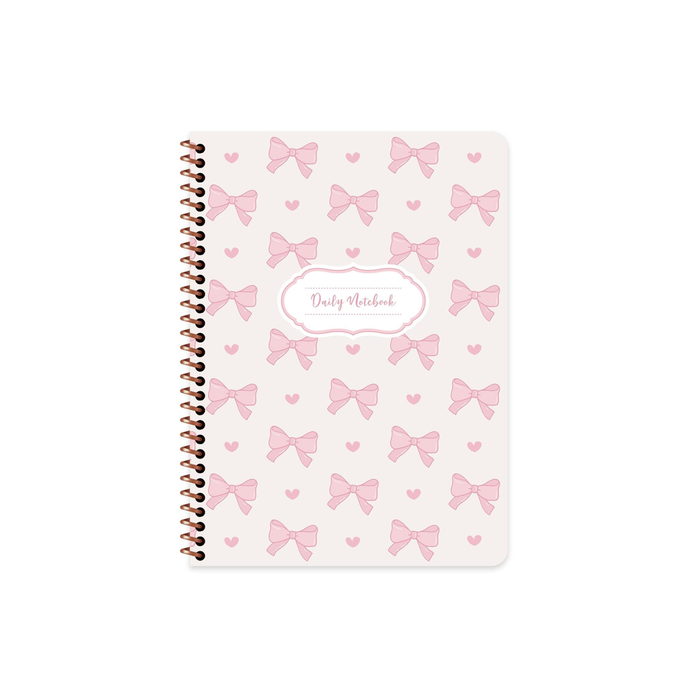 16,5x22,5 Spiralli Sert Kapak Kurdele Çizgisiz Defter - Pembe Kurdele